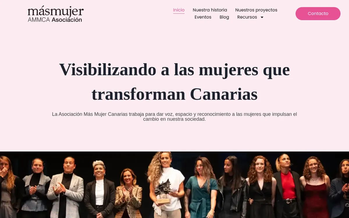 Portada de la web de Asociación Más Mujer Canarias